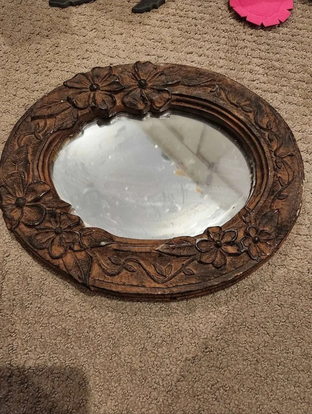 Floral Round Wall Mirror - Brown Must See